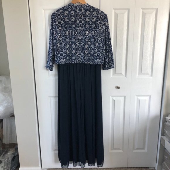 Jessica Howard Navy Formal Mother of the Bride Maxi Dress & Jacket - Picture 2 of 10